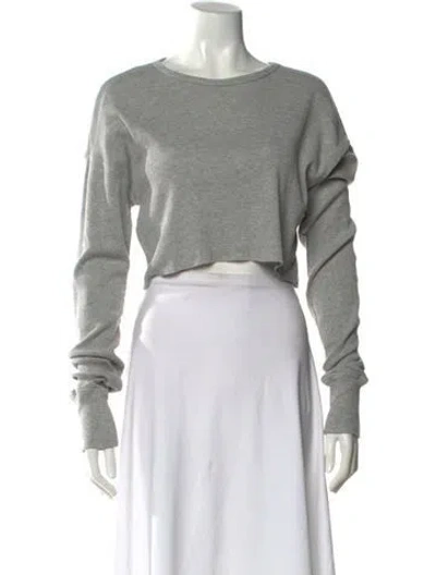 Pre-owned Éterne Bateau Neckline Long Sleeve Crop Top In White