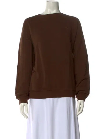 Pre-owned Éterne Bateau Neckline Long Sleeve Sweatshirt In Brown