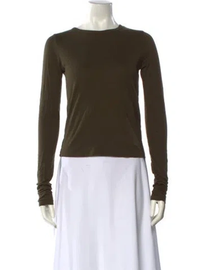Pre-owned Éterne Bateau Neckline Long Sleeve Top In Green