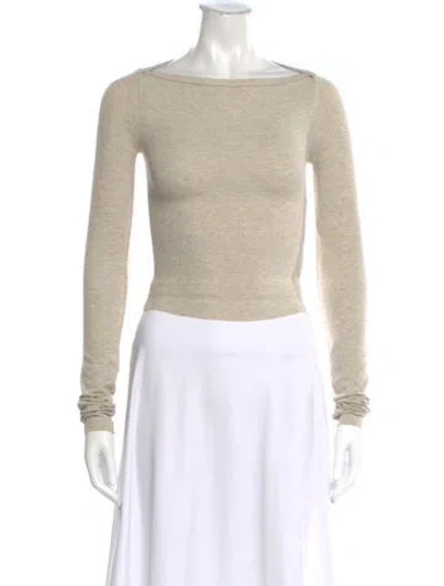 Pre-owned Éterne Bateau Neckline Long Sleeve Top In Neutral