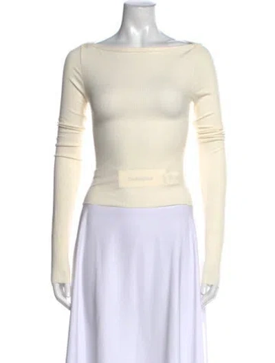 Pre-owned Éterne Bateau Neckline Long Sleeve Top In Neutral