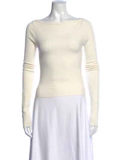 Pre-owned Éterne Bateau Neckline Long Sleeve Top In Neutrals