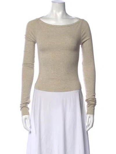 Pre-owned Éterne Bateau Neckline Long Sleeve Top In Neutrals