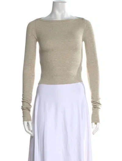 Pre-owned Éterne Bateau Neckline Long Sleeve Top W/ Tags In Neutral
