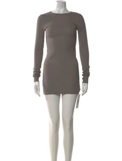 Pre-owned Éterne Bateau Neckline Mini Dress In Gray