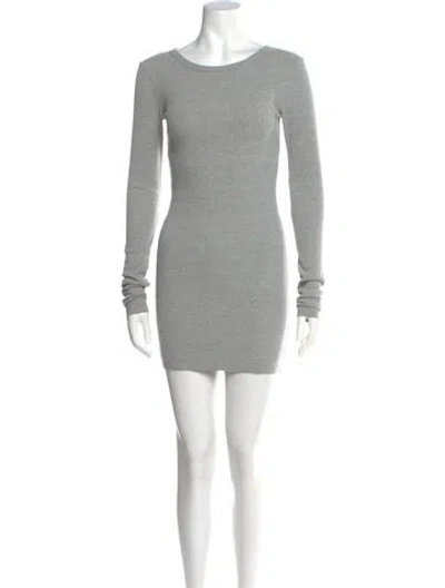 Pre-owned Éterne Bateau Neckline Mini Dress In Gray