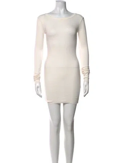 Pre-owned Éterne Bateau Neckline Mini Dress In Neutral