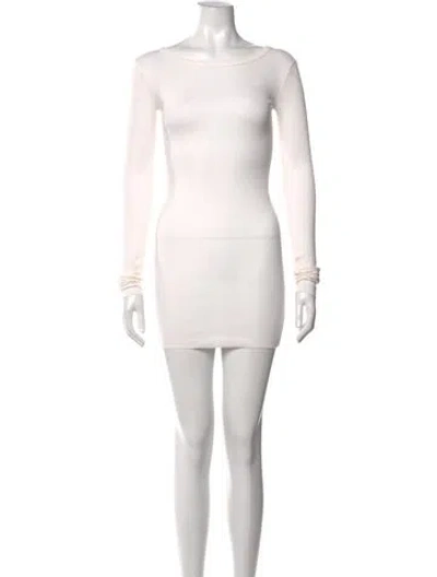 Pre-owned Éterne Bateau Neckline Mini Dress In White