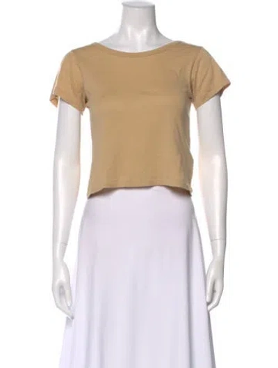 Pre-owned Éterne Bateau Neckline Short Sleeve Crop Top In Neutral