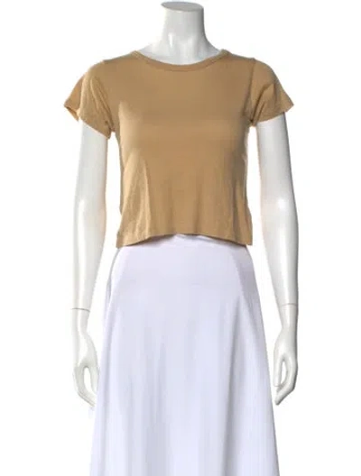 Pre-owned Éterne Bateau Neckline Short Sleeve Crop Top In Neutral