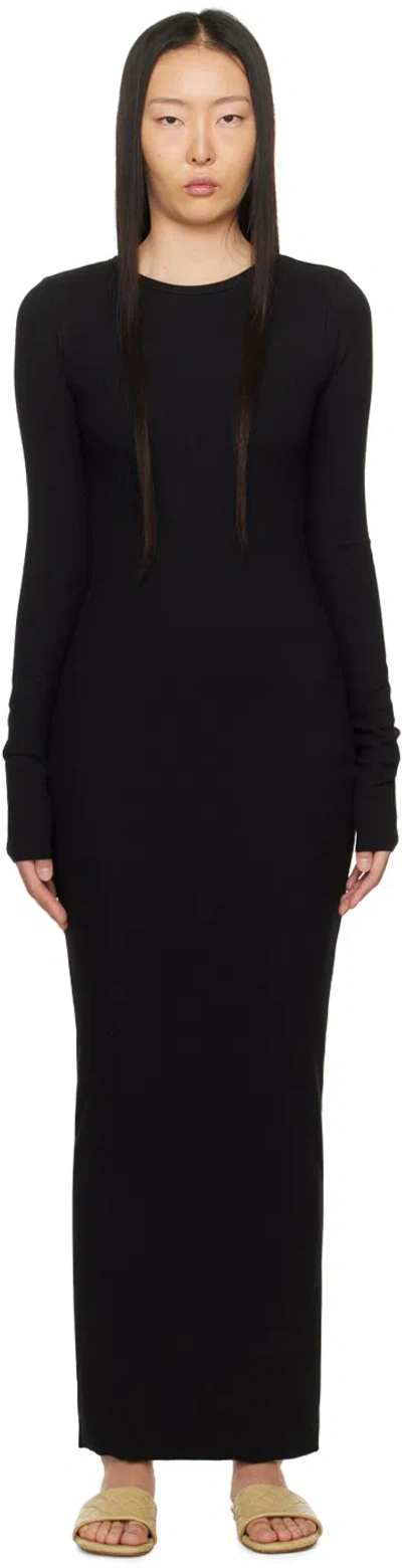 Éterne Long Sleeve Crewneck Maxi Dress In Black
