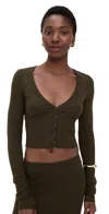 Éterne Butter Rib Cropped Cardigan Moss In Green