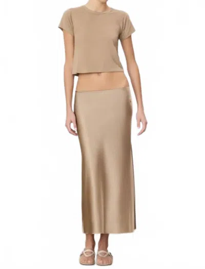 Éterne Camila Midi Skirt In Taupe In Yellow