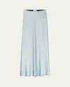 Éterne Camila Silk Midi Skirt In Blue