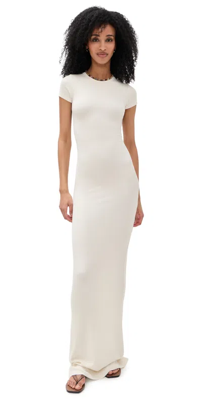 Éterne Cap Sleeve Maxi Dress Cream In White