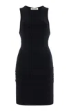 Éterne Carrie Ruched Stretch-modal Jersey Mini Dress In Black