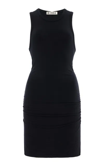 Éterne Carrie Ruched Stretch-modal Jersey Mini Dress In Black
