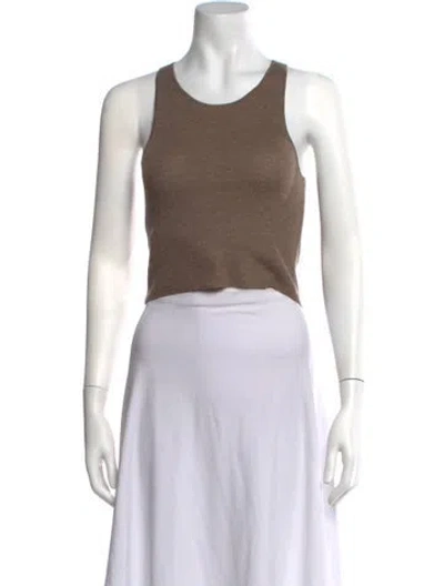 Pre-owned Éterne Cashmere Crew Neck Crop Top In Brown