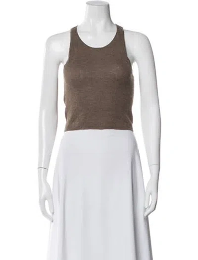 Pre-owned Éterne Cashmere Crew Neck Crop Top In Gray