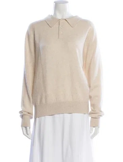 Pre-owned Éterne Cashmere Long Sleeve Polo In Neutral