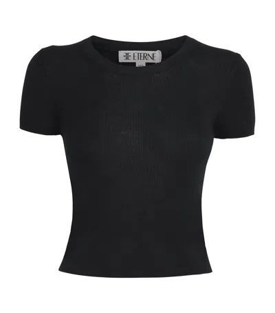 Éterne Cashmere Rib Stitch Baby T-shirt In Black