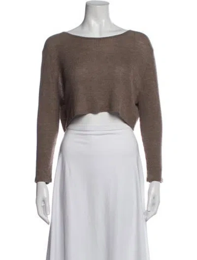Pre-owned Éterne Cashmere Scoop Neck Crop Top In Neutrals