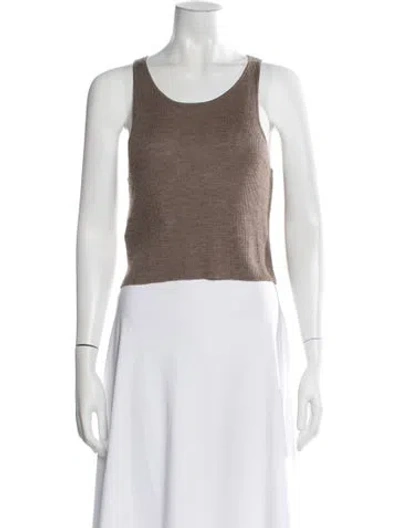 Pre-owned Éterne Cashmere Scoop Neck Top In Brown