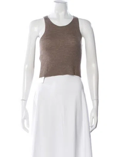 Pre-owned Éterne Cashmere Scoop Neck Top In Brown