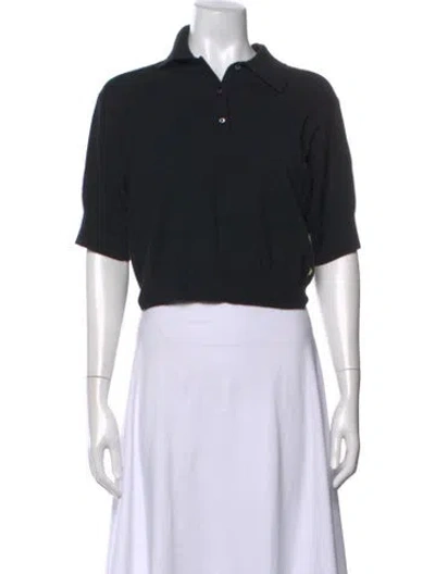 Pre-owned Éterne Cashmere Short Sleeve Polo In Black