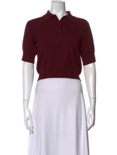 Pre-owned Éterne Cashmere Short Sleeve Polo In Burgundy