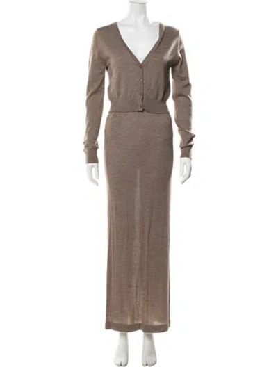 Pre-owned Éterne Cashmere Skirt Set In Brown