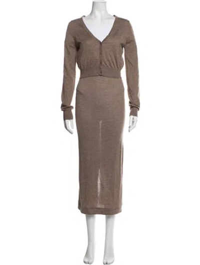Pre-owned Éterne Cashmere Skirt Set In Brown