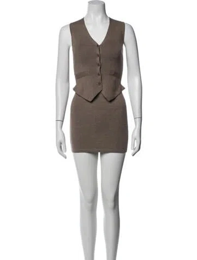 Pre-owned Éterne Cashmere Skirt Set W/ Tags In Brown