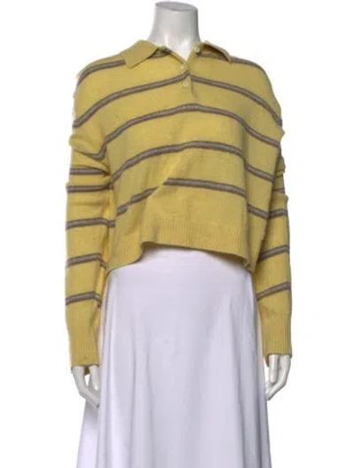 Pre-owned Éterne Cashmere Striped Sweater In Yellow