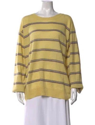 Pre-owned Éterne Cashmere Striped Sweater In Yellow