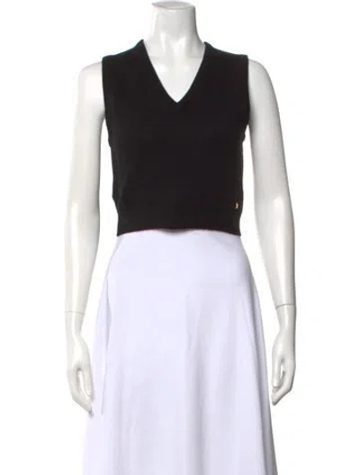 Pre-owned Éterne Cashmere V-neck Crop Top In Black