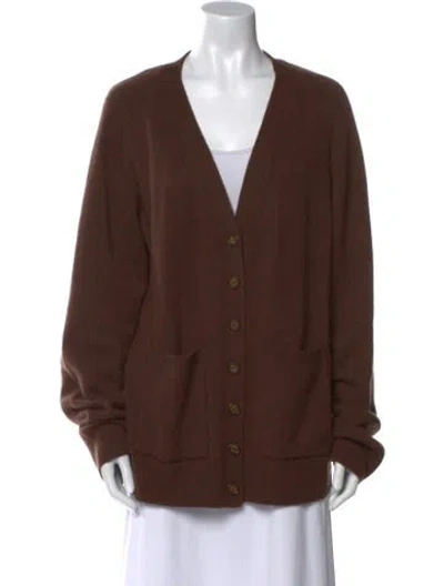 Pre-owned Éterne Cashmere V-neck Sweater In Brown