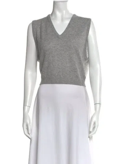 Pre-owned Éterne Cashmere V-neck Top W/ Tags In Gray