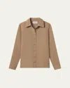 Éterne Constance Button Up Top In Taupe In Brown