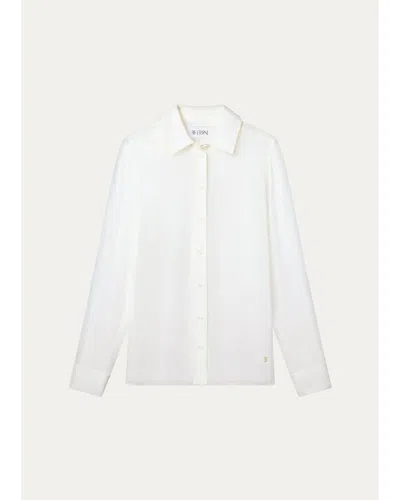 Éterne Constance Semi-sheer Georgette Button-front Shirt In White