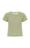 Éterne Short Sleeve Baby Tee Cropped Cotton And Modal-blend Jersey T-shirt In Green