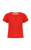 Éterne Short Sleeve Baby Tee Cropped Cotton And Modal-blend Jersey T-shirt In Red