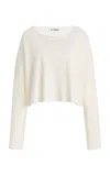 Éterne Cotton Cropped Boat-neck Top In White