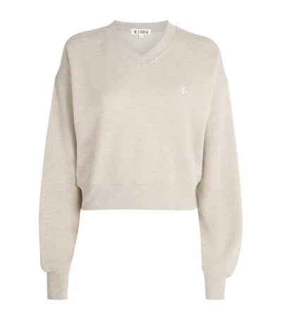 Éterne Cotton French Terry Cropped Sweatshirt In Neutral