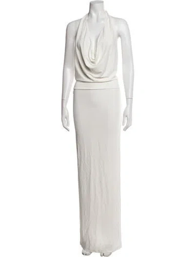 Pre-owned Éterne Cowl Neck Long Dress In Neutrals