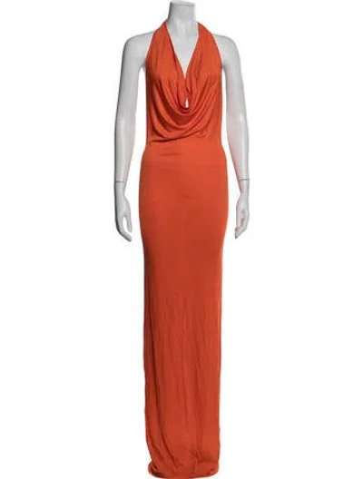Pre-owned Éterne Cowl Neck Long Dress W/ Tags In Orange