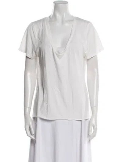 Pre-owned Éterne Cowl Neck Short Sleeve T-shirt In White
