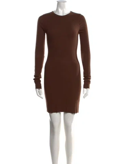 Pre-owned Éterne Crew Neck Knee-length Dress In Brown
