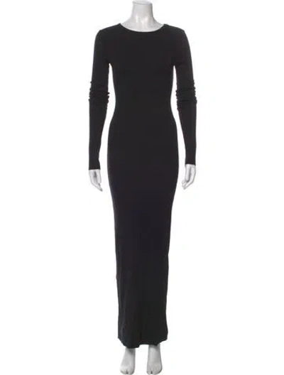 Pre-owned Éterne Crew Neck Long Dress In Black