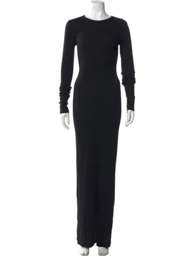 Pre-owned Éterne Crew Neck Long Dress In Black